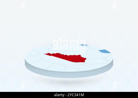 Mappa isometrica 3D che evidenzia il Kentucky in rosso. Illustrazione vettoriale. Illustrazione Vettoriale