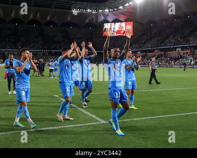 Sydney, Australia. 19 ottobre 2024. Giocatori del Sydney FC visti dopo la partita A-League 24/25 tra il Sydney FC e il Western Sydney Wanderers FC. Il Western Sydney Wanderers FC cadde 2-1 contro il Sydney FC. Credito: SOPA Images Limited/Alamy Live News Foto Stock