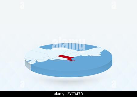 Mappa isometrica 3D che evidenzia il Massachusetts in rosso. Illustrazione vettoriale. Illustrazione Vettoriale