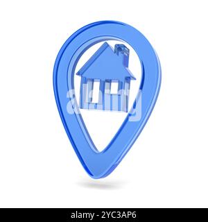 Marcatore con puntatore in vetro su sfondo bianco. Illustrazione 3D isolata Foto Stock