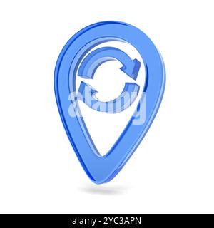 Marcatore con puntatore in vetro su sfondo bianco. Illustrazione 3D isolata Foto Stock