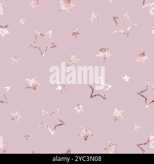 Motivo a stella senza cuciture. Sfondo a stelle sfumate ripetute. Marinai astratti sfondo stellato per stampe di design. Stampa geometrica ripetuta. Oro glitter Illustrazione Vettoriale