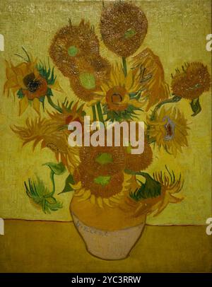 La famosa serie di Vincent van Gogh intitolata Girasoli. Il dipinto specifico nell'immagine è spesso indicato come vaso con Fifteen Girasoli Foto Stock