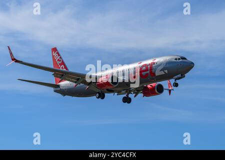 Aeroporto di Zante, Zakinthos, Grecia il 14 ottobre 2024. Boeing 737 Jet2 Airlines in arrivo Foto Stock