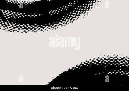 Sfondo del pennello astratto con spazio di copia per il testo. Progettazione vettoriale. Curva dipinta di nero isolata su bianco. Illustrazione grunge in stile giapponese Illustrazione Vettoriale