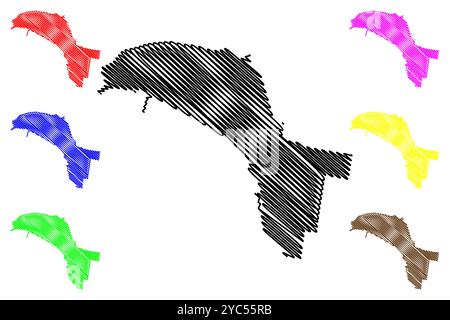 Città di Port Phillip (Commonwealth of Australia, Victoria State, Vic) mappa illustrazione vettoriale, schizzo di scrostatura mappa di Port Phillip Illustrazione Vettoriale