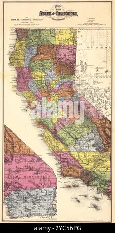 Poster da viaggio per il download e la stampa delle mappe californiane dettagliate d'epoca Foto Stock