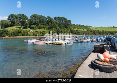 Barche ormeggiate sul pontile di Batson vicino a Salcombe nel South Hams, Devon Foto Stock