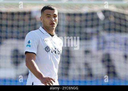 Alessandro Buongiorno del Napoli è visto in azione durante la partita di calcio di serie A Empoli FC - SSC Napoli Stadio Carlo Castellani il 20 ottobre 2024 a Empoli, in Italia Foto Stock