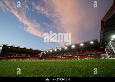 Nottingham, Regno Unito. 21 ottobre 2024. Una vista generale all'interno dello stadio City Ground prima della partita di Premier League al City Ground, Nottingham. Il credito per immagini dovrebbe essere: Andrew Yates/Sportimage Credit: Sportimage Ltd/Alamy Live News Foto Stock