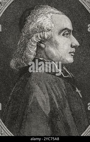 Anne Louis Henri de la fare (1752-1829). Prelato francese e statista. Vescovo di Nancy (1787-1816), fu eletto deputato per il clero degli Stati generali nel 1789, poi emigrò. Verticale. Incisione. "Storia della Rivoluzione francese". Volume i, 1876. Foto Stock