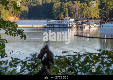 Vista sul porticciolo del parco dai cottage sul lungomare del Red Top Mountain State Park sul lago Allatoona a Cartersville, Georgia. (USA) Foto Stock