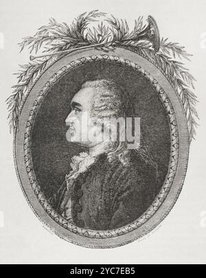 Anne Robert Jacques Turgot (1727-1781). Politico ed economista francese. Ministro e controllore generale delle finanze (1774-1776). Verticale. Incisione. "Storia della Rivoluzione francese". Volume i, 1876. Foto Stock