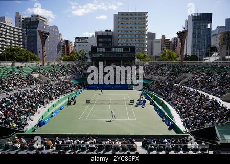Osaka, Giappone. 20 ottobre 2024. General View Tennis : Semifinal match singolo al Morita Tennis Center Utsubo durante il Kinoshita Group Japan Open Tennis Championships 2024 a Osaka, Giappone . Crediti: SportsPressJP/AFLO/Alamy Live News Foto Stock