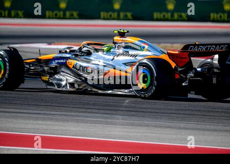 Austin, Texas, Stati Uniti, 20 ottobre 2024, Lando Norris, dal Regno Unito gareggia per la McLaren F1. La giornata del Gran Premio degli Stati Uniti 2024, che si svolge ad Austin, Texas, Stati Uniti. Crediti: Michael Potts/Alamy Live News Foto Stock