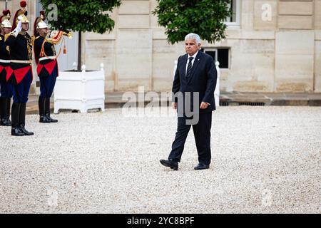 Parigi, Francia. 21 ottobre 2024. Il presidente della Repubblica di Panama Jose Raul Mulino arriva all'Elysee Palace per incontrare il presidente francese Emmanuel Macron. Il presidente francese Emmanuel Macron incontra Jose Raul Mulino, presidente della Repubblica di Panama, all'Elysee Palace di Parigi. (Foto di Telmo Pinto/SOPA Images/Sipa USA) credito: SIPA USA/Alamy Live News Foto Stock