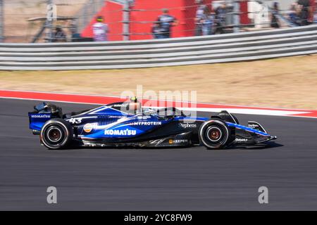Austin, Texas, Stati Uniti. 20 ottobre 2024. 20 ottobre 2024: Franco Colapinto n. 43 durante il Gran Premio di Formula 1 Pirelli degli Stati Uniti 2024 sul circuito delle Americhe di Austin in Texas. Brook Ward/Apparent Media Group (Credit Image: © AMG/AMG via ZUMA Press Wire) SOLO PER USO EDITORIALE! Non per USO commerciale! Foto Stock