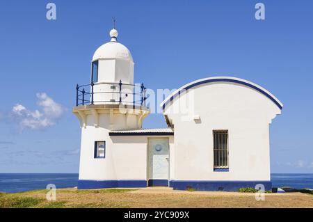 Il pittoresco faro di Tacking Point, Port Macquarie, NSW, Australia, Oceania Foto Stock