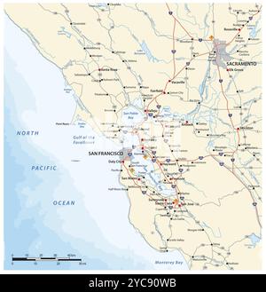 San Francisco Bay area Road MAP, California, Stati Uniti, Nord America Foto Stock