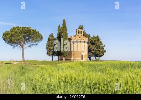 Cappella su una collina in un cornfield Foto Stock