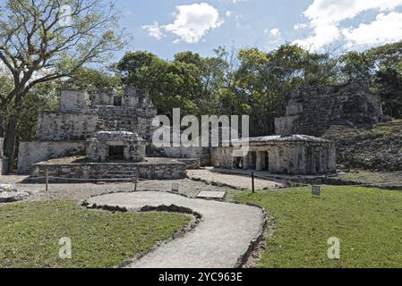 Gli Antichi maya, edificio a Muyil sito archeologico di Quintana Roo MEXICO Foto Stock