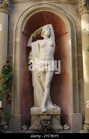 Figura di Venere nel giardino di Casa Rocca piccola, la Valletta, Malta, Europa Foto Stock