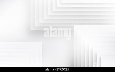 Sfondo bianco. Ripetizione geometrica astratta. Texture grigio chiaro. Tecnologia 3d patern. Design di forma moderna. Linea Gemetrica. Gradiente grafico grigio Illustrazione Vettoriale