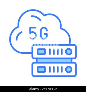 Icona del server di rete 5G dal design accattivante in stile moderno, con tecnologia vettoriale 5G. Illustrazione Vettoriale