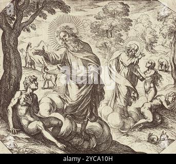 Dio che crea Adamo ed Eva (c 1600) di Antonio tempesta (Italia, Firenze, 1555-1630) Foto Stock