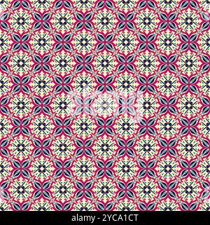 Ripetizione senza cuciture per piastrelle geometriche simmetriche. Ceramica decorativa per cucina Print Slab. Talavera Pattern Vector Illustrazione Vettoriale