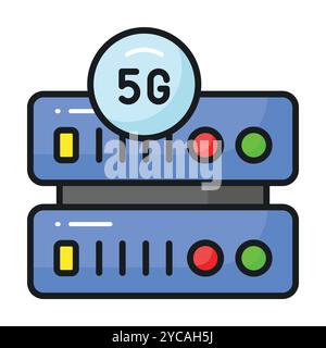 Icona del server di rete 5G dal design accattivante in stile moderno, con tecnologia vettoriale 5G. Illustrazione Vettoriale