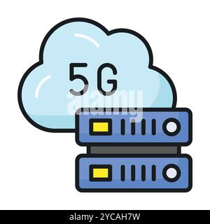 Icona del server di rete 5G dal design accattivante in stile moderno, con tecnologia vettoriale 5G. Illustrazione Vettoriale