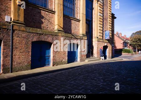 L'edificio del mercato pubblico si affacciava da Leading Post Street a Scarborough Foto Stock