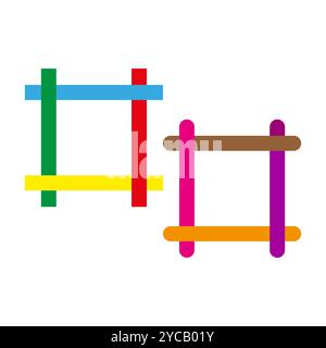 Quadrati astratti colorati. Design geometrico. Linee multicolore luminose. Modello moderno vettoriale. Illustrazione Vettoriale