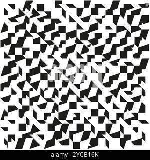 Motivo geometrico bianco e nero con poligoni irregolari, che crea un design astratto frammentato con un look caotico e moderno. Illustrazione Vettoriale