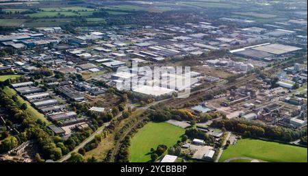 Vista aerea della zona industriale di Newton Aycliffe, New Town, County Durham, Inghilterra nord-orientale, Regno Unito Foto Stock