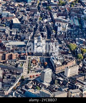 Un drone del centro di Nottingham, East Midland, Inghilterra, Regno Unito Foto Stock