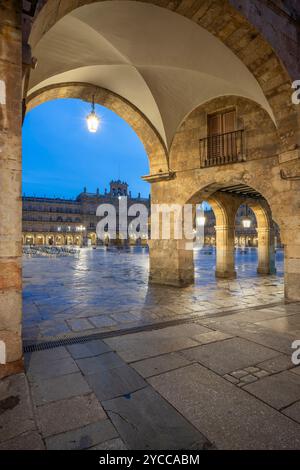 Plaza Mayor, piazza principale, Salamanca, Castiglia e León, Spagna Foto Stock