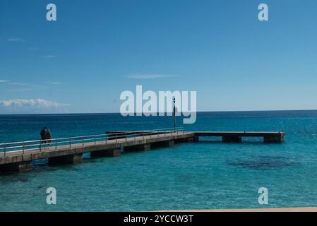 molo a Cala Millor, Maiorca, Spagna Foto Stock