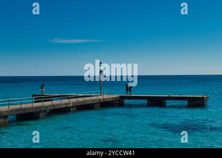 molo a Cala Millor, Maiorca, Spagna Foto Stock