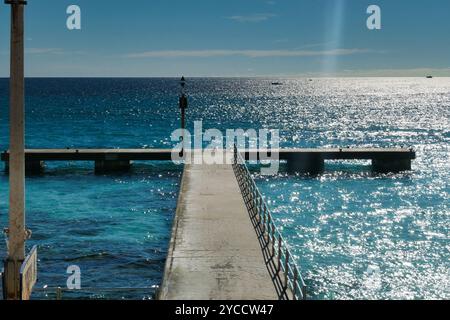 molo a Cala Millor, Maiorca, Spagna Foto Stock