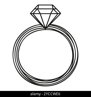 Disegno continuo su una linea dell'illustrazione vettoriale del disegno della linea dell'anello. Illustrazione Vettoriale