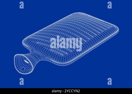modello 3d con struttura a filo metallico di pad riscaldante in gomma con acqua calda Foto Stock