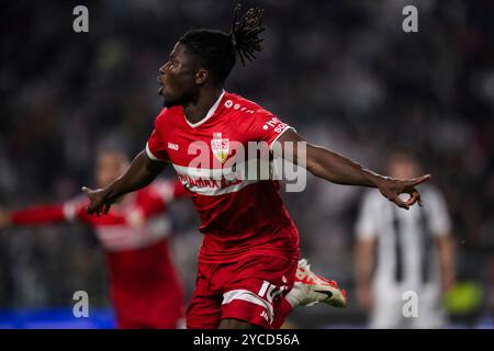 Torino, Italia. 22 ottobre 2024. Durante la fase di UEFA Champions League 2024/25, partita di calcio tra Juventus FC e VfB Stuttgart. Crediti: Nicolò campo/Alamy Live News Foto Stock