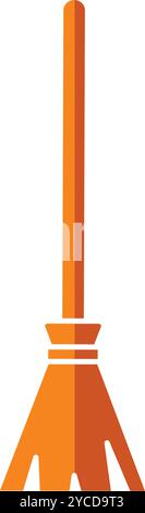 Scopa strega di Halloween con dettagli magici, Vector Illustrazione Vettoriale