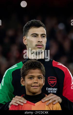 Londra, Regno Unito. 22 ottobre 2024. Londra, Inghilterra, 22 ottobre 2024: Gabriel Martinelli (11 Arsenal) prima della partita di UEFA Champions League tra Arsenal e Shakhtar Donetsk all'Emirates Stadium di Londra, Inghilterra. (Pedro Porru/SPP) credito: SPP Sport Press Photo. /Alamy Live News Foto Stock