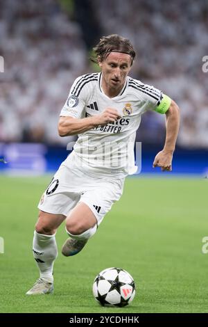 MADRID, SPAGNA - 22 ottobre: Luka Modric del Real Madrid in azione durante la partita dei campioni UEFA 2024/25 tra Real Madrid e Borussia Dortmund allo stadio Santiago Bernabeu. Crediti: Guille Martinez/AFLO/Alamy Live News Foto Stock