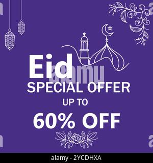 Banner di vendita EID, offerta speciale Eid Illustrazione Vettoriale