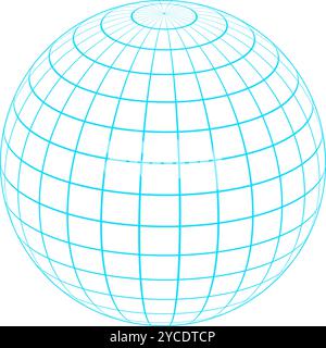 Sfera a griglia 3d cyberpunk Illustrazione Vettoriale