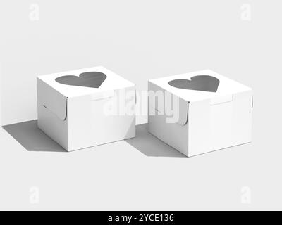 Mockup per imballaggio scatola torta bianca 3D isolato Foto Stock